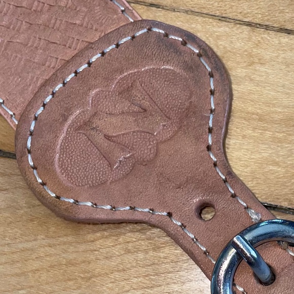 Nocona Belt Co. Standard Basketweave Embossed Leather Suspenders Natural Medium - Picture 7 of 11